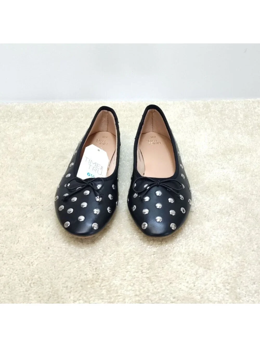 Time And Tru Studded Ballet Mary Jane Flats Loafers Slides Mules Slip-on US 6.5